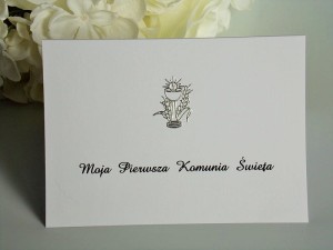 Zaproszenie na Pierwszą Komunię Świętą ze srebrnym kielichem