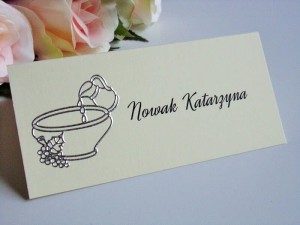 Winietka ze srebrną aplikacją na chrzciny