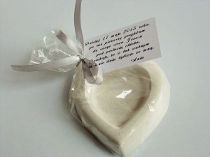 Świecznik serce z sercem z bilecikiem - podziękowanie dla Gości