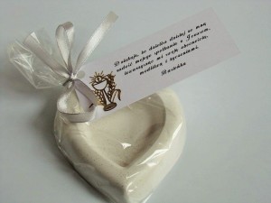 Świecznik serce z sercem z bilecikiem i aplikacją  - podziękowanie dla Gości