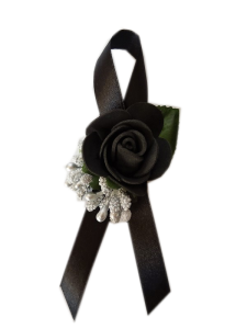 PR20 _B * Przypinka, butonierka z różyczką i srebrnymi dodatkami 