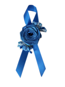 PR23 _D * Niebieska przypinka, butonierka z różyczką i dodatkami 