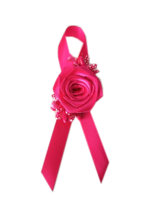 PR23 _I * Ciemnoróżowa przypinka, butonierka z różyczką i dodatkami 