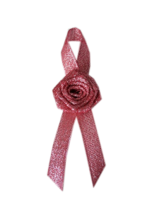 PR24 _M * Różowa ciemna ze srebrnym połyskiem przypinka, butonierka z różyczką