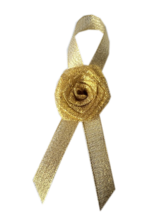 PR24 _T * Złota przypinka, butonierka z różyczką