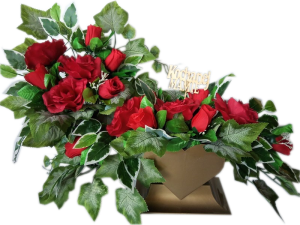 SG82 /M * Kompozycja nagrobna - stroik na grób i bukiet do wazonu z napisem