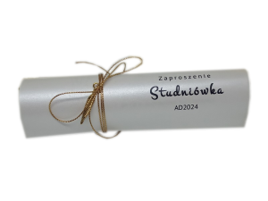 ZT92A * Perłowe zaproszenie na Studniówkę ze złotym piórkiem 