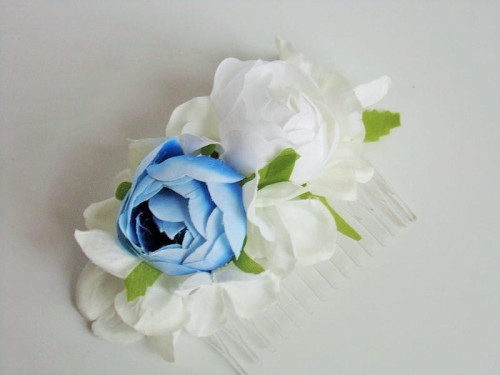 topass dekoracje grzebień do włosów biało niebieski5.jpg