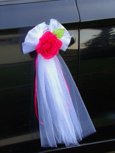 TOPASS DEKORACJE duże kokardki z różą i listkiem14 ciemno różowa.jpg