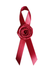 PR19 bordowy * Przypinka, butonierka z różyczką