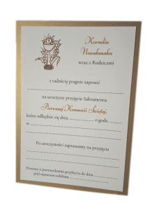 ZK18B * Zaproszenie na Pierwszą Komunię Świętą ze złotym kielichem