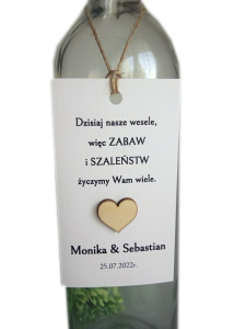 O33 * Zawieszki na alkohol z drewnianymi serduszkami - komplet 50szt 