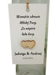 O35 * Zawieszki na alkohol z dwoma połączonymi serduszkami - komplet 50szt 