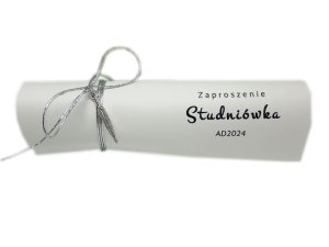 ZT28 * Zaproszenie na Studniówkę ze srebrnym piórkiem *  personalizacja 