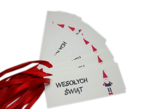 PB4 * Bileciki do prezentów na Mikołajki, Gwiazdkę * skrzat - 14szt 