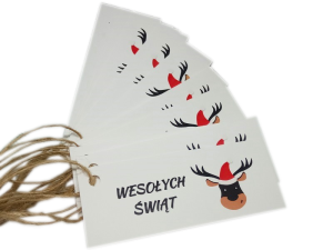 PB8 * Bileciki do prezentów na Mikołajki, Gwiazdkę * renifer - 14szt 