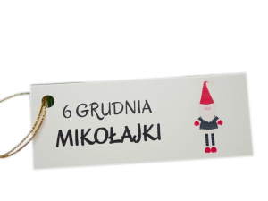 PB16 * Bileciki do prezentów na Mikołajki * skrzat - 14szt  